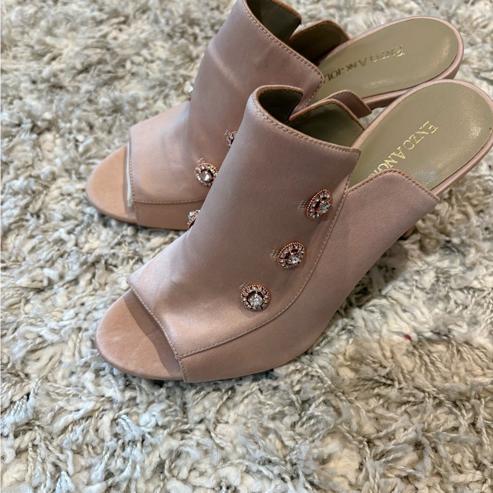 Enzo Angiolini Blush Pink Mules with Embellishments